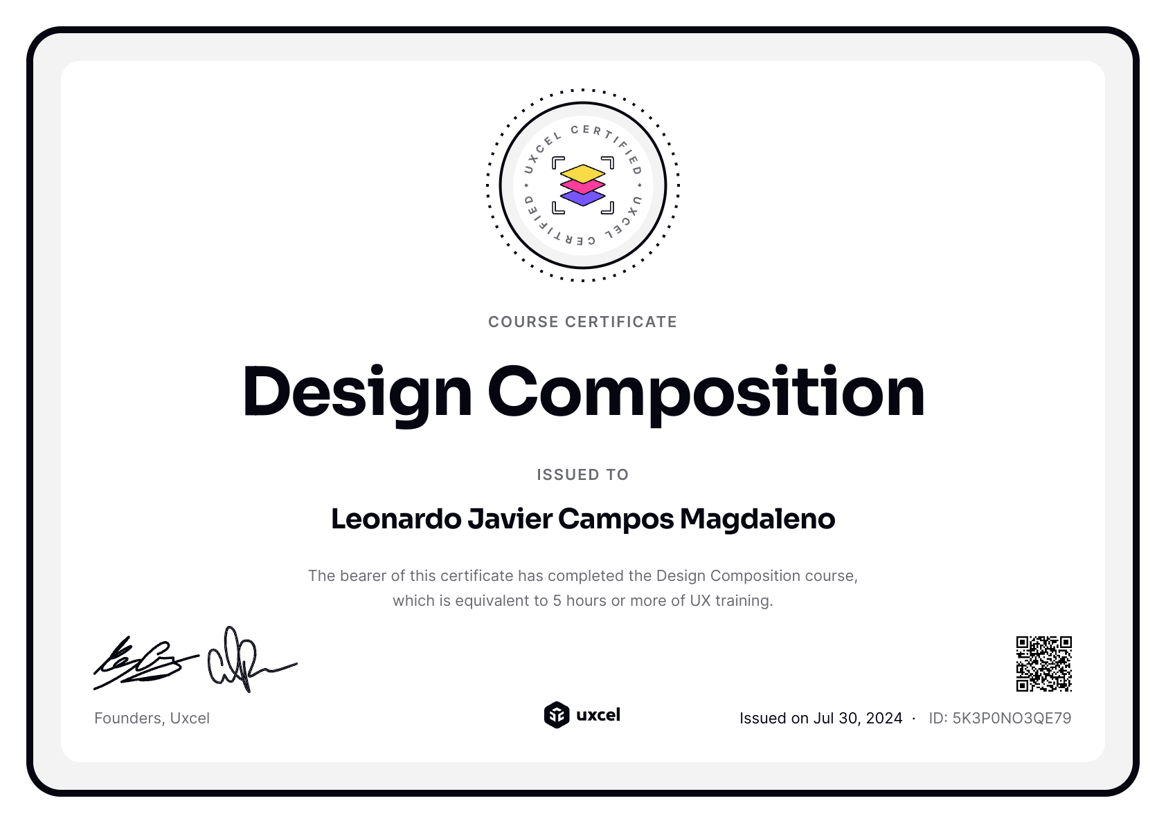 Leonardo Javier Campos Magdaleno's certificate